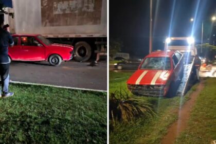 motorista-bate-em-caminhao,-dirige-na-contramao-e-derruba-placa-de-transito-em-avenida-de-palmas;-video