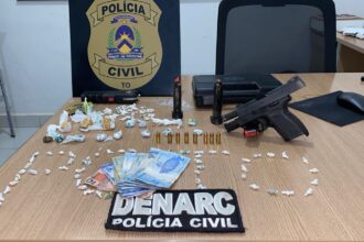 em-araguaina,-policia-civil-prende-casal-do-trafico,-apreende-entorpecentes-e-uma-pistola-municiada 